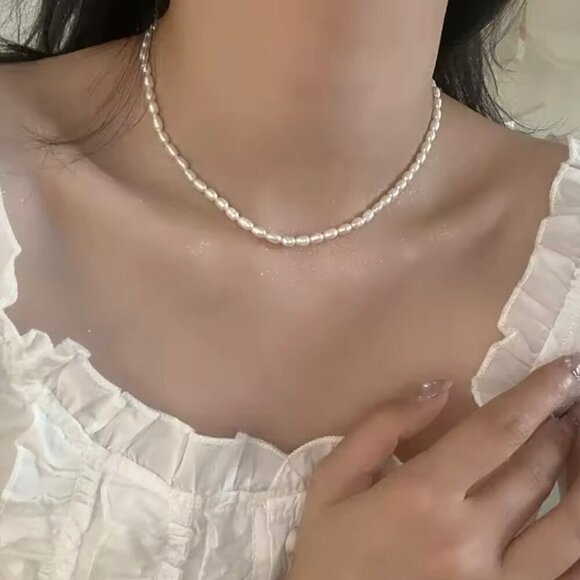 NEW Pearl Necklace Chocker Freshwater Pearls Preppy Old Money Feminine Coquette - Picture 11 of 12